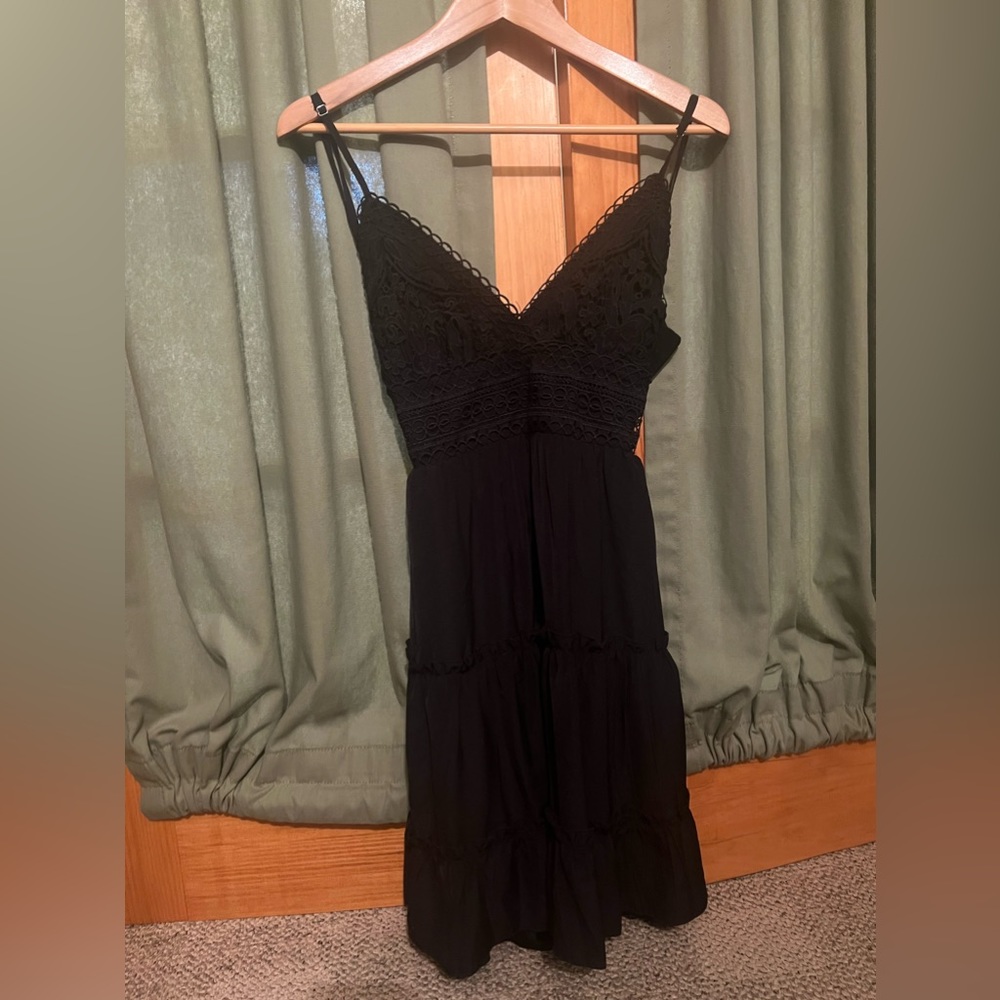 Black Mini Dress Back Tieable Bow
